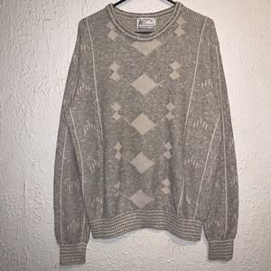 Vintage 80s London Fog Knit Sweater Dad Grandpa Pullover Arcylic Wool Diamond M